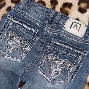 Stylish Answer Me Embellished Blue Jeans